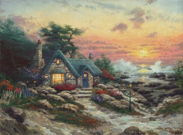 Thomas Kinkade Painting - Cabaña junto al mar Thomas Kinkade